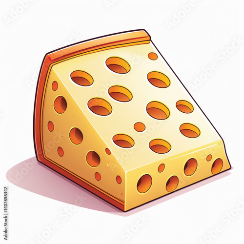 Fresh tasty cheese on white background. Yellow milk food. Vector illustration.