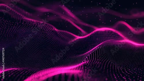 A purple wave with many dots. The dots are scattered all over the wave