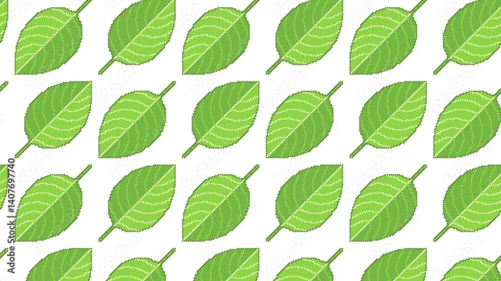 Animated pixel leaf pattern. Eco background pixel art for 8-bit video game. Seamless loop animation. Animated pixel leaf pattern. Eco background pixel art for 8-bit video game. Seamless loop animation.
