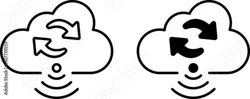 Cloud Data Transfer Icon set vector illustration isolated on white background