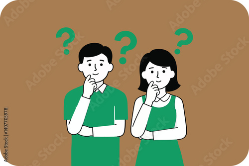  Two Pensive Individuals Surrounded by Question Marks: Contemplation, Uncertainty, and Seeking Answers to Complex Problems
