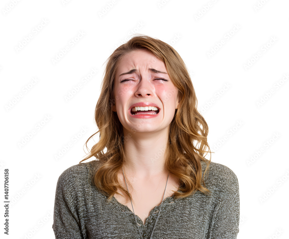 A young woman is overcome with sadness, tears streaming down her face as she expresses deep sorrow and emotional distress on a dark background. A young woman is overcome with sadness, tears streaming down her face as she expresses deep sorrow and emotional distress on a dark background.
