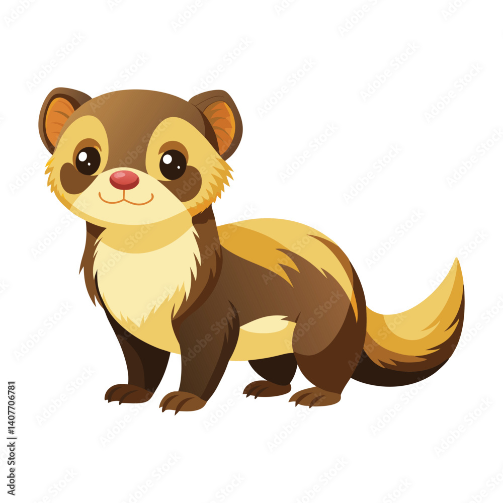 Fototapeta premium Adorable cartoon ferret illustration for children