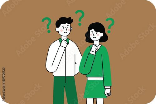  Two Pensive Individuals Surrounded by Question Marks: Contemplation, Uncertainty, and Seeking Answers to Complex Problems