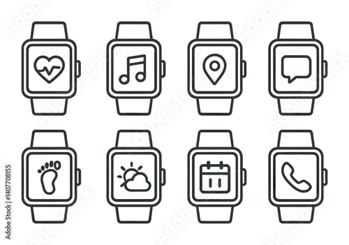 Digital communication and gaming icons - video call, multiplayer, game controller, social interaction.