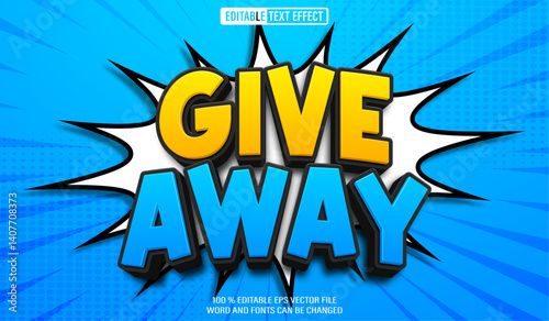 Editable 3d text style effect - Give Away text effect Template