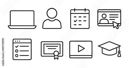 Plumbing tools and fixtures icons set - vector line art collection.