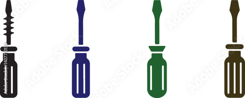  Set of colorful screwdrivers, vector illustration for tools, DIY, and construction-related designs