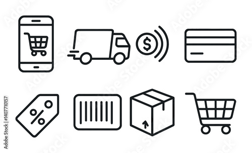 Minimalist icons of chair, tissue box, notebook, glasses, clock, speech bubble, relaxed face, plant.