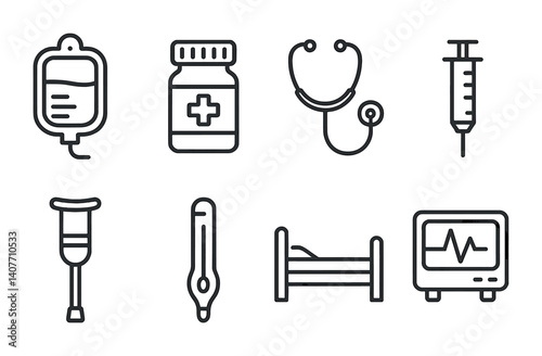 Security icons set featuring lock, camera, firewall, and warning symbols.