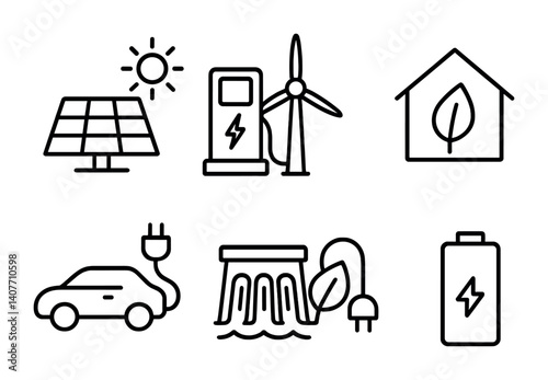 Office equipment icons: printer, scanner, paper, recycling bin, ink bottle.