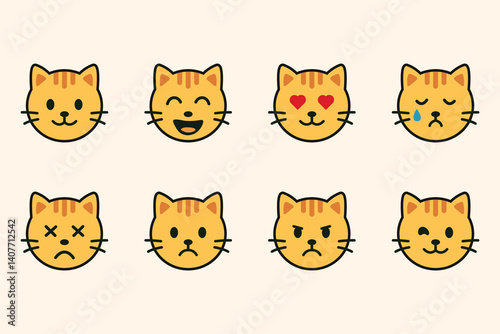 Cute cat emoji set