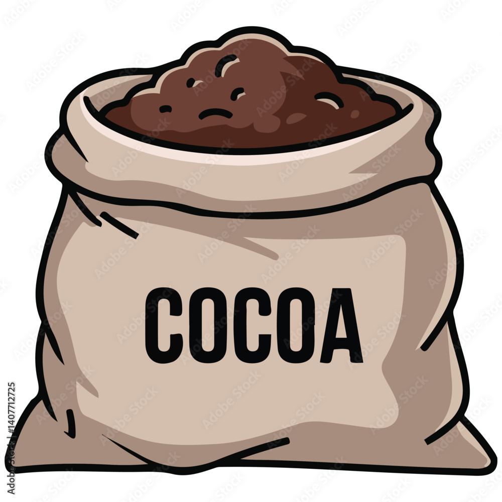 Fototapeta premium cocoa beans in burlap sack isolated vector illustration on white background
