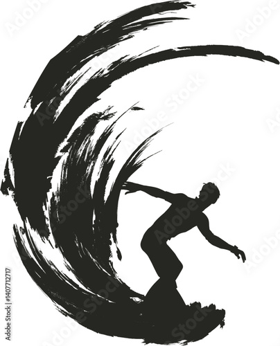 Kitesurfing Kite Surfing silhouette vector on white background.
