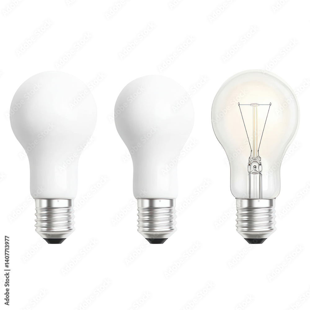 Light bulb showcase with cutout background indoor studio product display minimalist close-up conceptual lighting