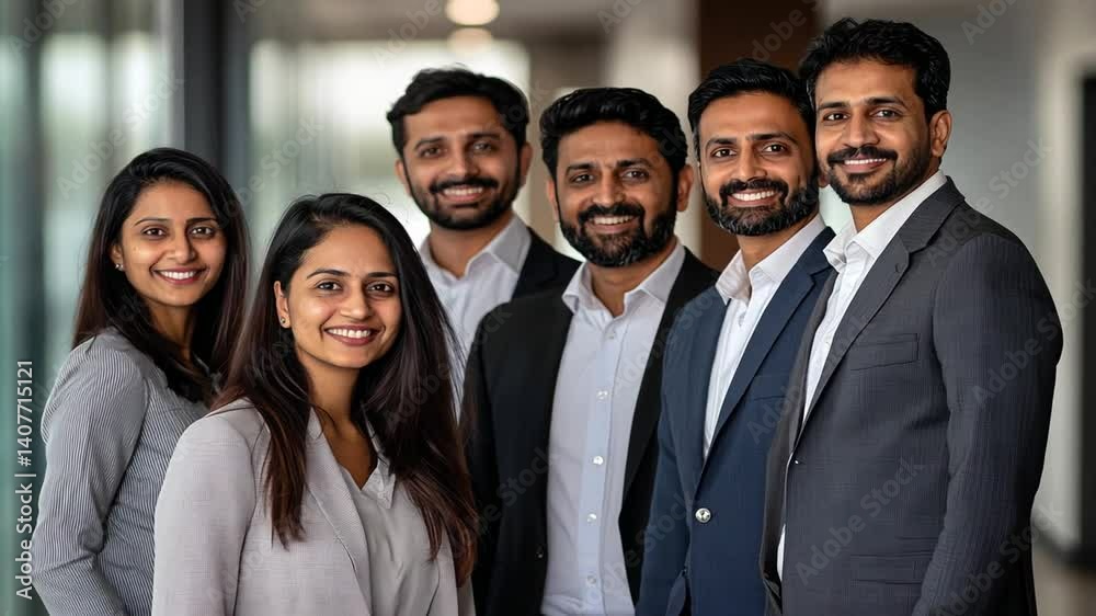 Diverse team of Indian professionals in modern corporate setting Diverse team of Indian professionals in modern corporate setting