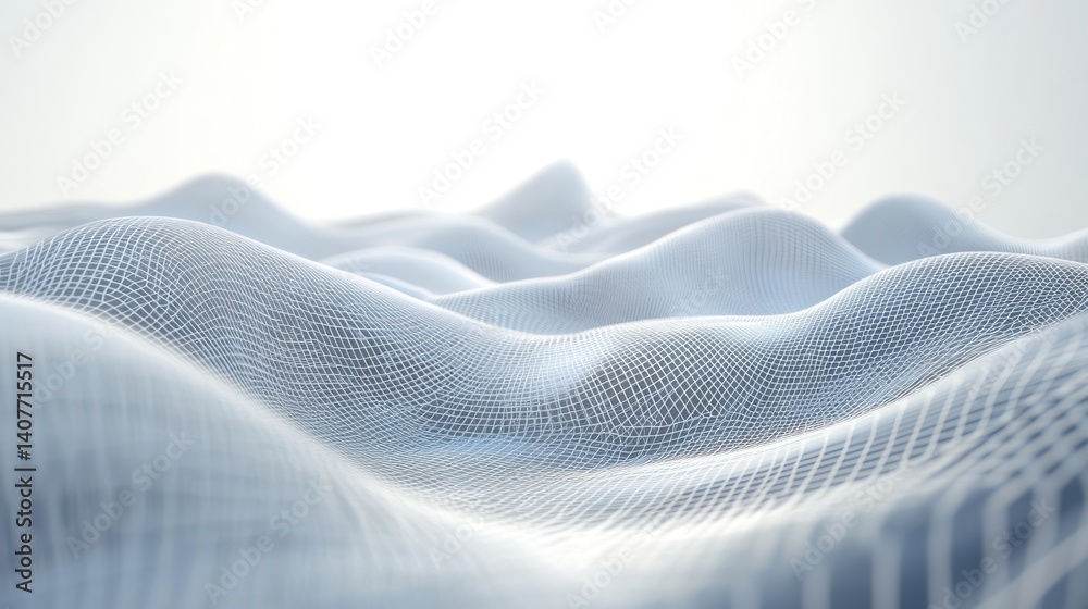 Abstract network landscape of undulating light gray forms. Abstract network landscape of undulating light gray forms.