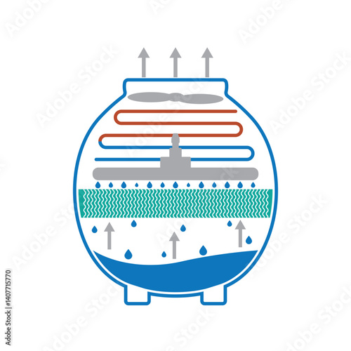 water cooling tower system daigram illustration