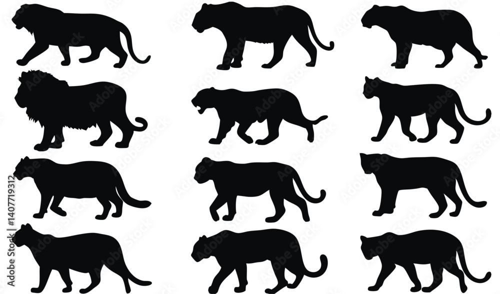 Fototapeta premium Big Cat Silhouette Collection