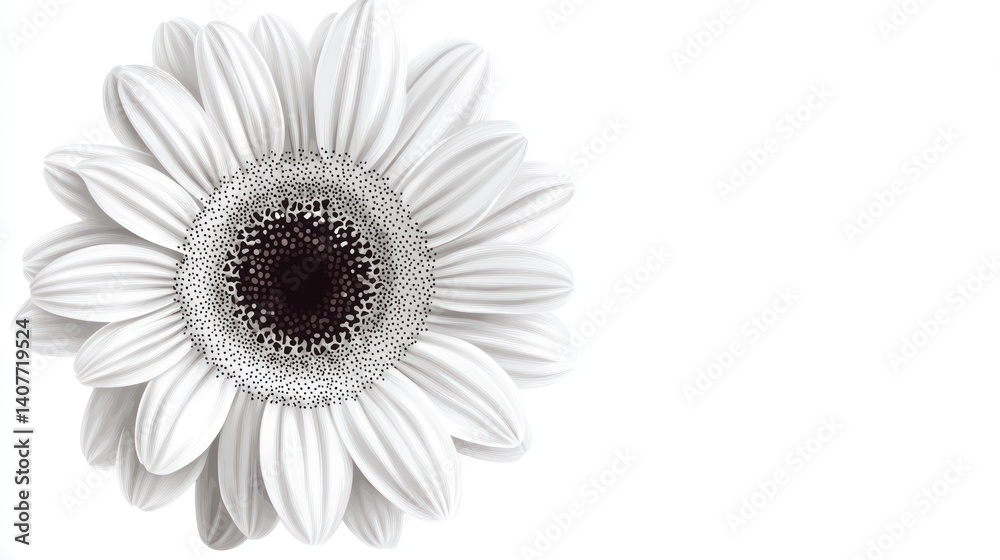 Fototapeta premium Close-up white flower, detailed petals, simple background, graphic design element