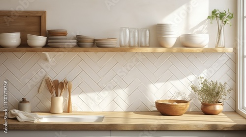 uneven white kitchen tile