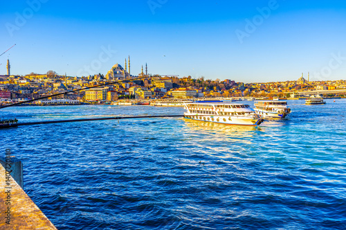 Obraz na płótnie The view on Fatih district through Golden Horn Bay in Istanbul, Turkey w salonie