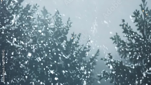 Snowfall background, snowflake decoration, winter celebration concept