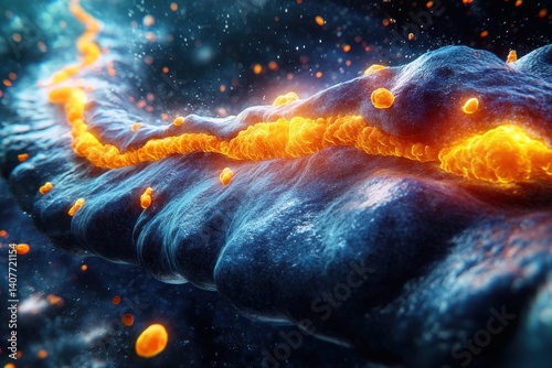 Abstract glowing pathway with vibrant colors in a digital space