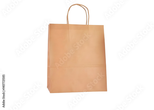 Brown paper shopping bag isolated on white  transparent background