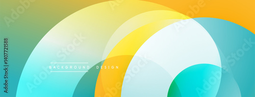 Abstract design features overlapping colorful circles. Yellow, turquoise, green hues create modern aesthetic. Soft gradients offer smooth transitions, visual harmony.