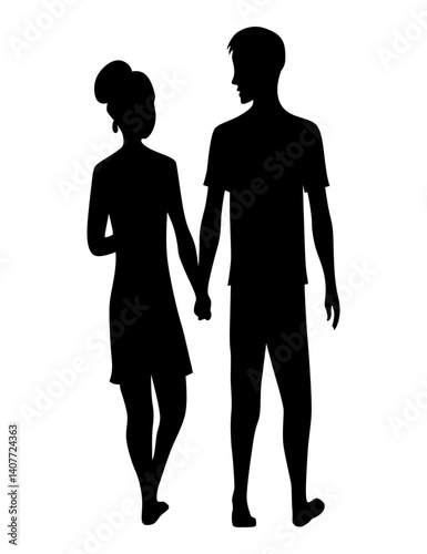 Wallpaper Mural Couples in love silhouette. Man and woman standing together. Romantic black silhouette of loving pair boy and girl. Vector illustration Torontodigital.ca