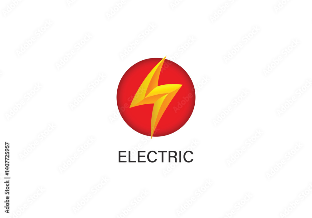 electric logo with yellow lightning bolt on red circular background