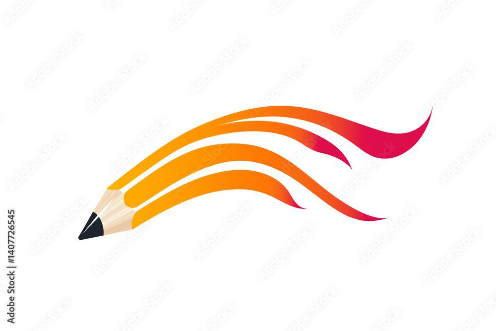 a pencil with orange flames a pencil with orange flames