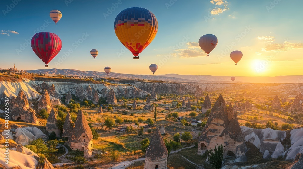 Naklejka premium Sunrise over Cappadocia