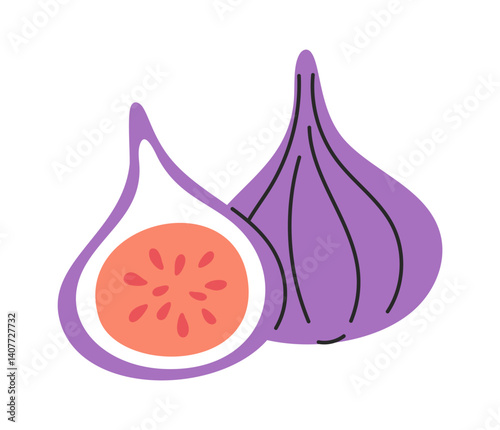 Figs hand drawn exotic fruit