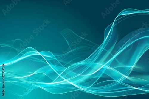 Smooth Flowing Lines Create an Abstract Turquoise Background