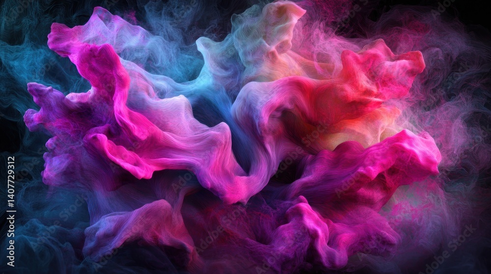 Abstract vibrant colorful smoke swirling in dark studio Abstract vibrant colorful smoke swirling in dark studio