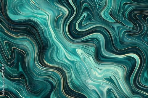 Smooth Flowing Lines Create an Abstract Turquoise Background