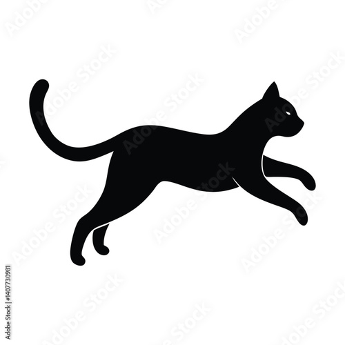 Leaping Cat Silhouette Minimalist Art