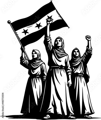 "United We Rise for Palestine"

"Palestinian Women Rise United"
"United We Rise: The Spirit of Palestinian Resistance"