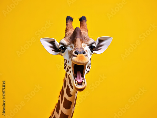 Tall giraffe mammal with long neck head closeup in zoo portrait