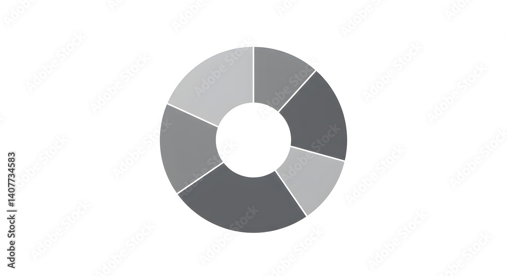 Minimal Flat Vector Donut Chart with Gradient Gray Segments on White Background Minimal Flat Vector Donut Chart with Gradient Gray Segments on White Background