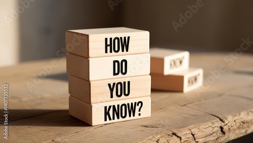 Wallpaper Mural Unique stack of wooden blocks displaying question who do you know set against rustic tabletop with soft lighting Torontodigital.ca