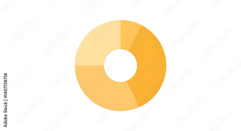 Minimal Flat Vector Donut Chart with Gradient Yellow Segments on White Background Minimal Flat Vector Donut Chart with Gradient Yellow Segments on White Background