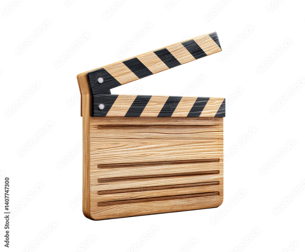 Fototapeta premium Creative filmmaking clapperboard for movies and video production on a transparent background, cut out