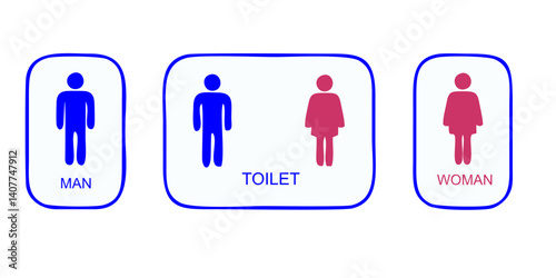 toilet vector icons set, male or female restroom wc