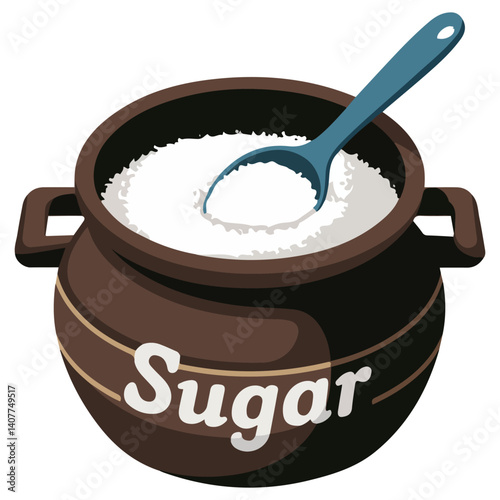 sugar cubes in ceramic bowl isolated vector illustration on white background