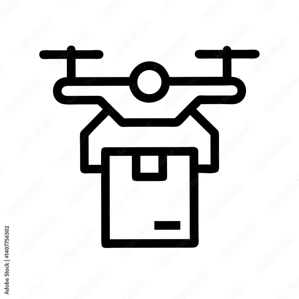 Drone delivery service icon with package Drone delivery service icon with package