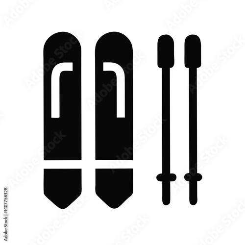 Ski Equipment for Winter Sports on a Simple Background  