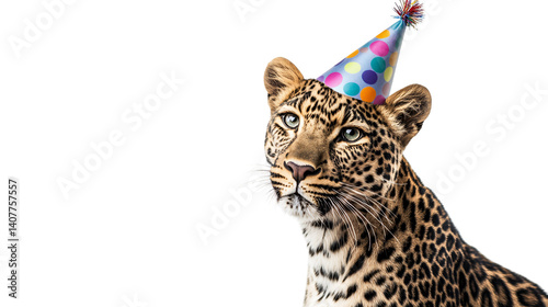Colorful Party Leopard Isolated on White Background
